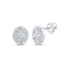 Image 1 : Round Diamond Oval Earrings 1/3 Cttw 10KT White Gold