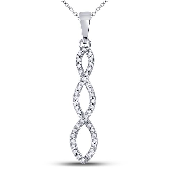 Round Diamond Twist Fashion Pendant 1/8 Cttw 10KT White Gold