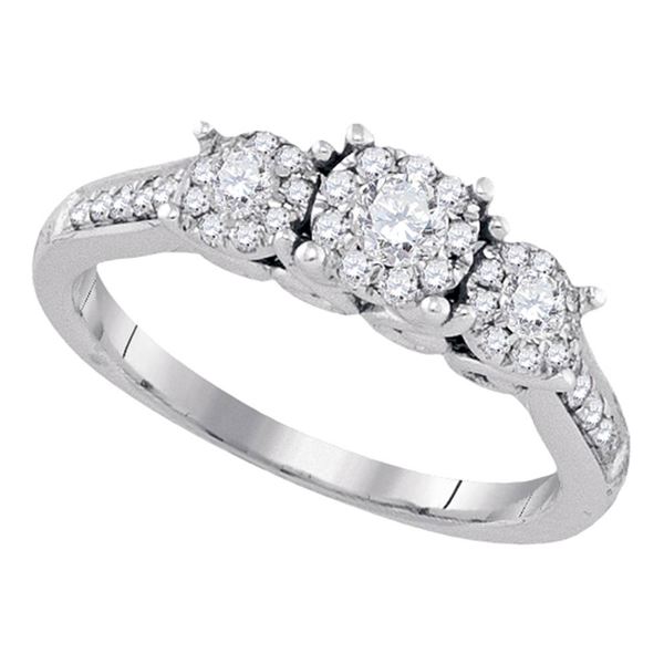 Diamond 3-stone Bridal Wedding Engagement Ring 1/2 Cttw 14KT White Gold