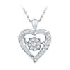Moving Twinkle Round Diamond Heart Pendant 1/6 Cttw 10KT White Gold