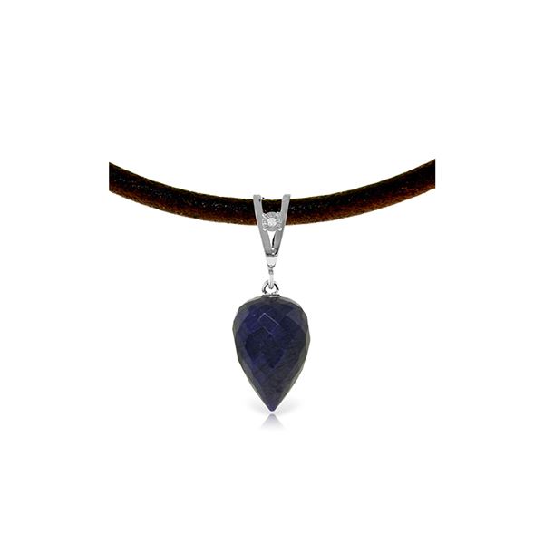 Genuine 13.01 ctw Sapphire & Diamond Necklace 14KT White Gold - REF-42Y4F