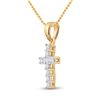 Image 2 : Round Diamond Cross Pendant 1/10 Cttw 14KT Yellow Gold