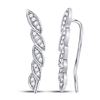 Image 1 : Round Diamond Climber Earrings 1/5 Cttw 14KT White Gold