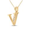 Image 2 : Round Diamond V Initial Letter Pendant 1/20 Cttw 10KT Yellow Gold