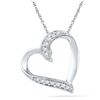 Image 1 : Round Diamond Heart Pendant 1/20 Cttw 10KT White Gold