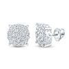 Image 1 : Round Diamond Cluster Earrings 1-1/2 Cttw 10KT White Gold