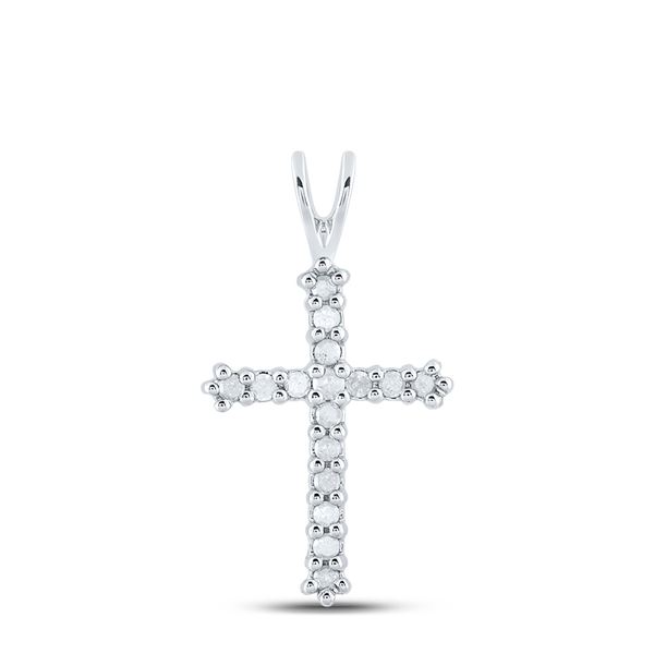 Round Diamond Cross Pendant 1/4 Cttw 10KT White Gold