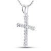 Image 2 : Round Diamond Cross Pendant 1/4 Cttw 10KT White Gold