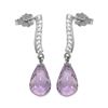 Genuine 4.78 ctw Amethyst & Diamond Earrings 14KT White Gold - REF-46A2K