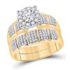 Image 2 : Diamond Halo Matching Wedding Set 7/8 Cttw 10KT Yellow Gold