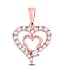 Image 1 : Round Diamond Double Heart Pendant 1/4 Cttw 10KT Rose Gold