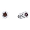 Image 1 : Round Brown Diamond Cluster Earrings 1 Cttw 14KT White Gold
