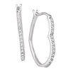 Image 1 : Round Diamond Heart Hoop Earrings 1/8 Cttw 10KT White Gold