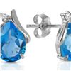 Image 1 : Genuine 5.06 ctw Blue Topaz & Diamond Earrings 14KT White Gold - REF-46T7A