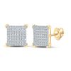Image 1 : Round Diamond Square Earrings 1/3 Cttw 10KT Yellow Gold
