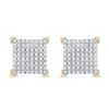 Image 2 : Round Diamond Square Earrings 1/3 Cttw 10KT Yellow Gold