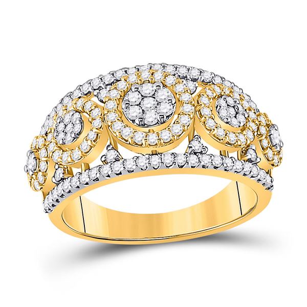 Round Diamond Cluster Anniversary Ring 1 Cttw 14KT Yellow Gold
