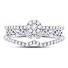 Image 2 : Round Diamond Scroll Cluster Ring 1/3 Cttw 14KT White Gold