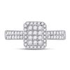 Image 2 : Round Diamond Rectangle Cluster Ring 1/2 Cttw 14KT White Gold