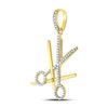 Image 2 : Round Diamond Barber Scissors Charm Pendant 1/2 Cttw 10KT Yellow Gold
