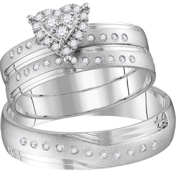 Diamond Heart Matching Wedding Set 1/4 Cttw 14KT White Gold