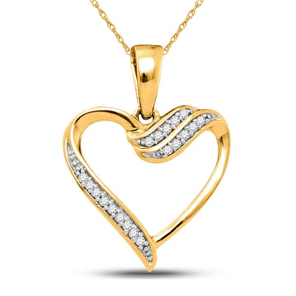 Round Diamond Heart Pendant 1/20 Cttw 10KT Yellow Gold