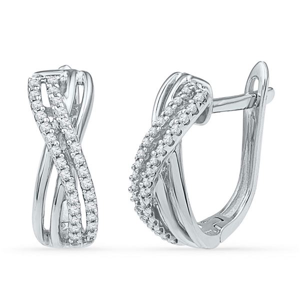 Round Diamond Hoop Earrings 1/5 Cttw 10KT White Gold