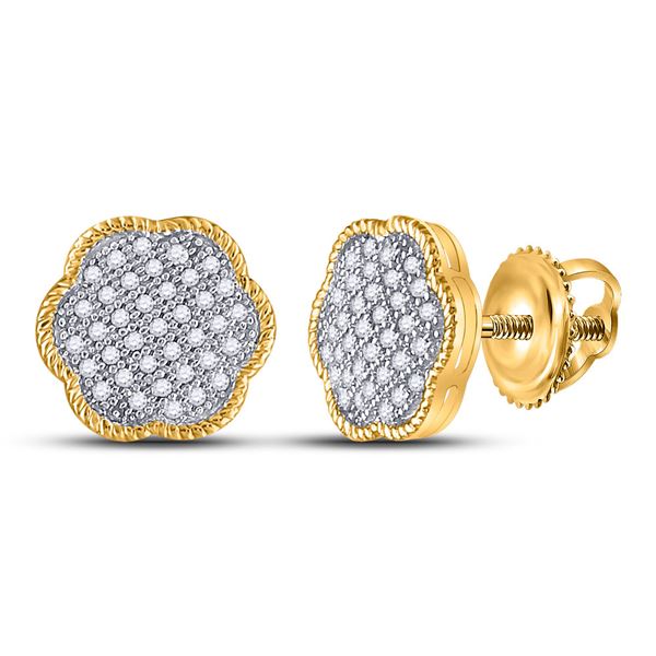 Round Diamond Cluster Earrings 1/5 Cttw 10KT Yellow Gold