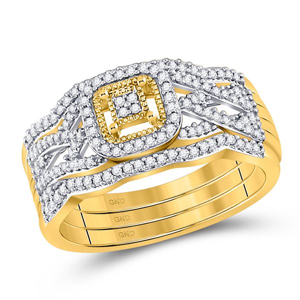 Diamond Bridal Wedding Ring Band Set 1/3 Cttw 10KT Yellow Gold