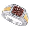 Image 1 : Round Brown Diamond Square Cluster Ring 1/2 Cttw 10KT Two-tone Gold