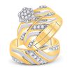 Image 1 : Diamond Cluster Matching Wedding Set 1/2 Cttw 10KT Two-tone Gold