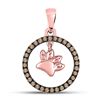 Image 1 : Round Brown Diamond Dog Paw Print Circle Pendant 1/5 Cttw 10KT Rose Gold