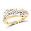 Image 1 : Round Diamond Flower Star Band Ring 1/3 Cttw 10KT Yellow Gold