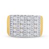 Image 2 : Round Channel-set Diamond Square Stripe Cluster Ring 1-1/2 Cttw 14KT Yellow Gold