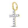 Image 2 : Round Diamond Dainty Cross Pendant 1/10 Cttw 14KT Yellow Gold