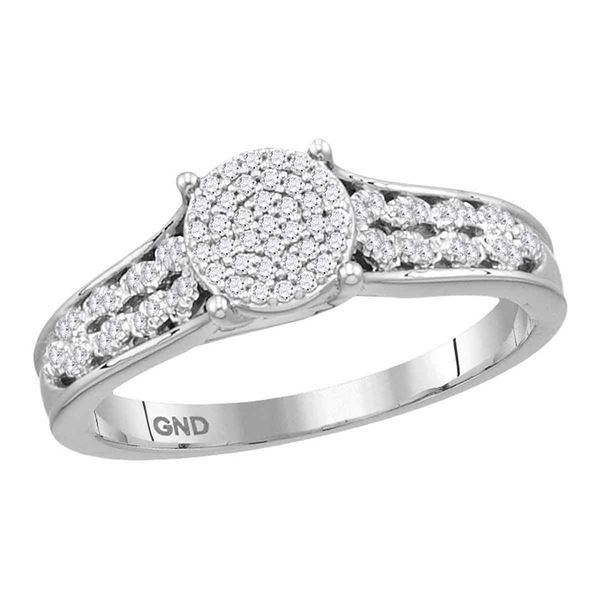 Round Diamond Circle Cluster Ring 1/5 Cttw 10KT White Gold