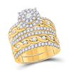 Image 2 : Diamond Halo Matching Wedding Set 2-7/8 Cttw 14KT Yellow Gold