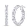 Image 1 : Round Diamond Inside Outside Double Row Hoop Earrings 1 Cttw 14KT White Gold