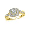 Image 1 : Round Diamond Square Frame Cluster Twist Ring 1/5 Cttw 10KT Yellow Gold