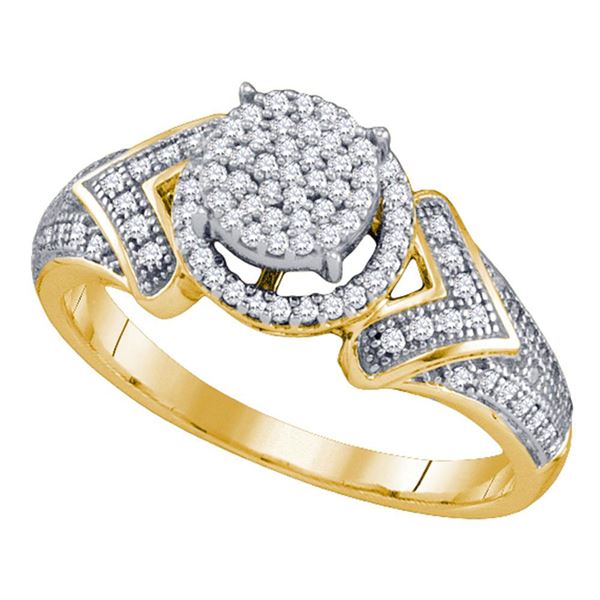 Round Diamond Cluster Ring 1/3 Cttw 10KT Yellow Gold