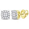 Image 1 : Princess Round Diamond Cluster Earrings 1/4 Cttw 14KT Yellow Gold