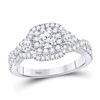 Diamond 3-stone Twist Bridal Wedding Engagement Ring 1 Cttw 14KT White Gold