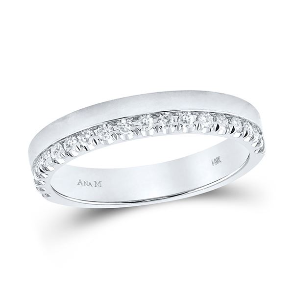 Machine-Set Round Diamond Wedding Band 1/4 Cttw 14KT White Gold