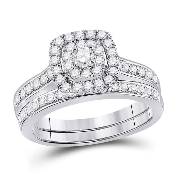 Diamond Bridal Wedding Ring Band Set 3/4 Cttw 14KT White Gold