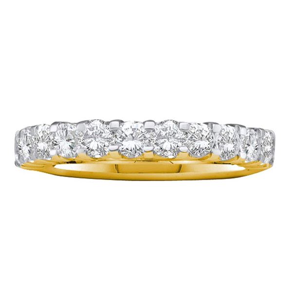 Machine Set Round Diamond Wedding Band 1 Cttw 14KT Yellow Gold