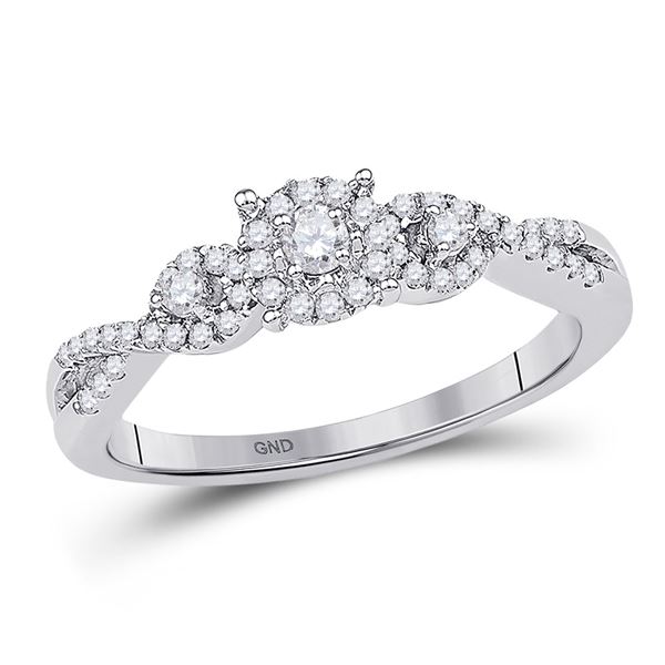 Diamond Solitaire Halo Twist Bridal Wedding Engagement Ring 1/4 Cttw 10KT White Gold