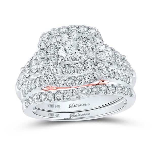 Diamond Bridal Wedding Ring Band Set 2 Cttw 14KT Two-tone Gold