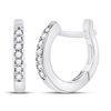 Image 1 : Round Diamond Huggie Hoop Earrings 1/20 Cttw 10KT White Gold