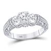 Diamond 3-stone Bridal Wedding Engagement Ring 1-1/2 Cttw 14KT White Gold