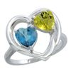 2.61 CTW Diamond, London Blue Topaz & Lemon Quartz Ring 14K White Gold - REF-33Y9V